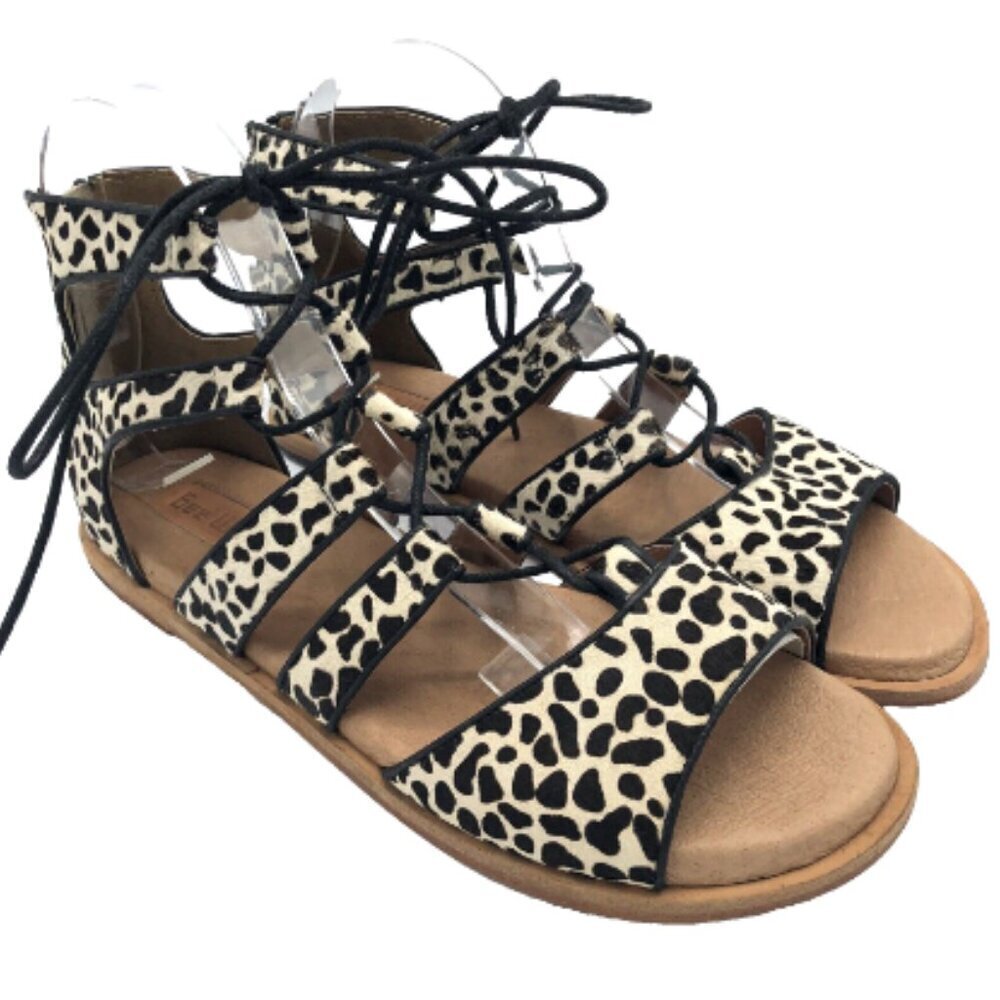 GEE WAWA Aubrey Gladiator Sandal 8.5 Calf Hair Pony Hair Animal Print Boho Women